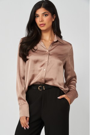 ALICE-33<br/>Midnight Muse Satin Button-Up Shirt