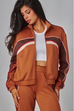 AUDEY-05T<br/>Color Block Paneled Oversized Track Jacket