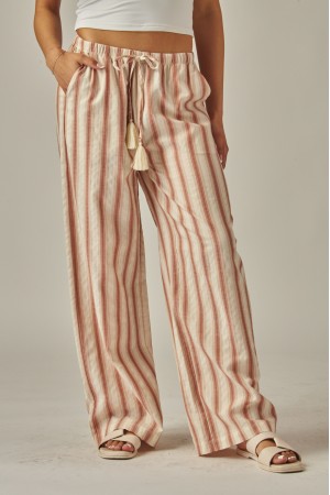 CELINE-250<br/>Striped Relaxed Wide Leg Linen Pants