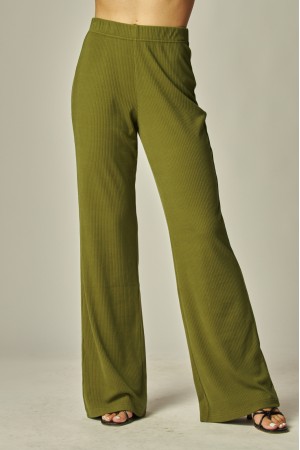 HALEY-200<br/>Soft Rib Wide Leg Pants