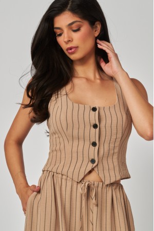 IRINA-03T<br/>Airflow Striped Button Up Vest