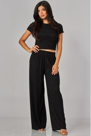 IRIS-19S<br/>Crinkle Plisse Short Sleeve Loungewear Set