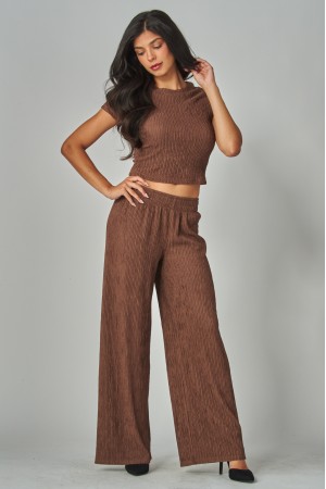 IRIS-19S<br/>Crinkle Plisse Short Sleeve Loungewear Set
