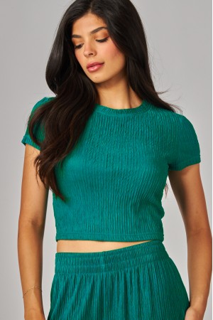 IRIS-19S<br/>Crinkle Plisse Short Sleeve Loungewear Set