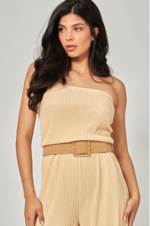 IRIS-5J<br/>Iris Strapless Belted Wide Leg Jumpsuit