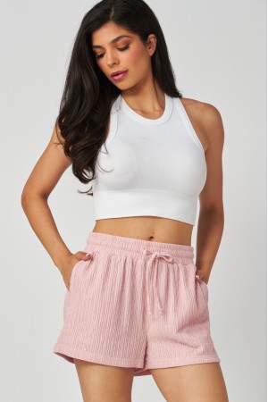 IRIS-SH1<br/>Crinkled Plissé Drawstring Pocket Shorts