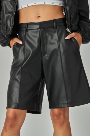 JACKSON-02<br/>Faux Leather Bermuda Shorts