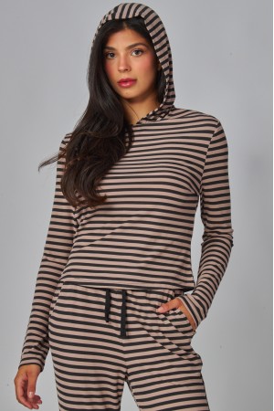 JADE-02T<br/>Soft Modal Stripe Mist Hoodie