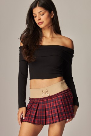 MIU-100<br/>Pleated Plaid Mini Skort Skirt