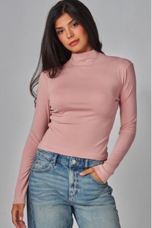 RILEY-01<br/>Fine Ribbed turtleneck Long Sleeve Top