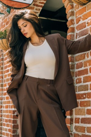 SANDRA-100<br/>Oversized Tailored Blazer With Rolled Up Sleeve