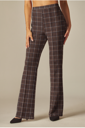 SCU207-PR<br/>Printed Scuba Knit High Rise Pintuck Tailored Boot Pant