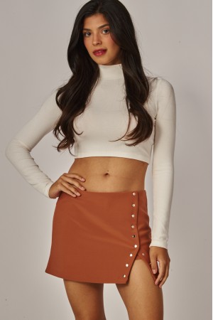 SCU725<br/>Scuba Knit Studded Mini Skirt Skort
