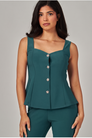 SCU804<br/>Scuba Sculpted Peplum Vest Tank Top