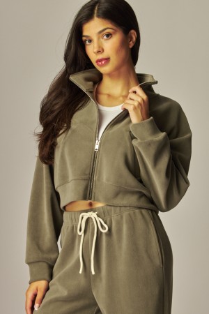 SKYLAR-1<br/>Cozy Soft Premium Fleece HIgh Neck Track Jacket