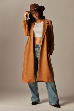 SUEDE-100<br/>Vegan Suede Trench Coat