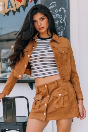 SUEDE-300<br/>Suede Button Up Biker Jacket
