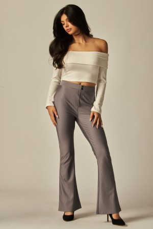 TARA-300<br/>Pinstripe Mid Rise Extreme Flare Pants