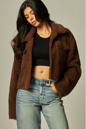 TEDDY-200<br/>Teddy Sherpa Cropped Jacket Coat