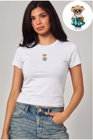 TEE-12 FASHION BEAR<br/>Cotton Blend Fashion Bear Applique Top Tee