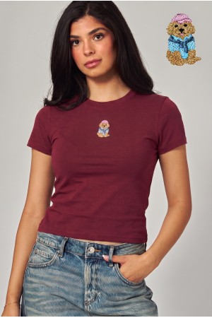 TEE-12 GOLDEN<br/>Cotton Blend Golden Retriever Applique Top Tee