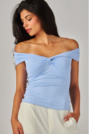 VERA-23T<br/>Contour Double Layered Off-The-Shoulder Twist- Front Top